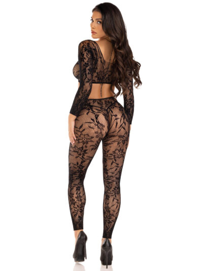2pc Lace Crop Top & Footless Tights