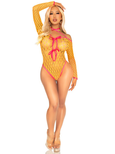 Eyelet Net Teddy with Tie
