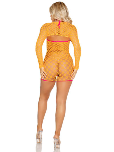 Eyelet Net Mini Dress with Tie image 2
