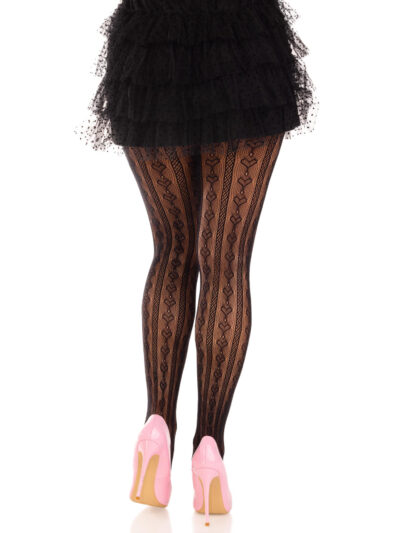 Striped Net Tights /w Keyhole & Mini Bow